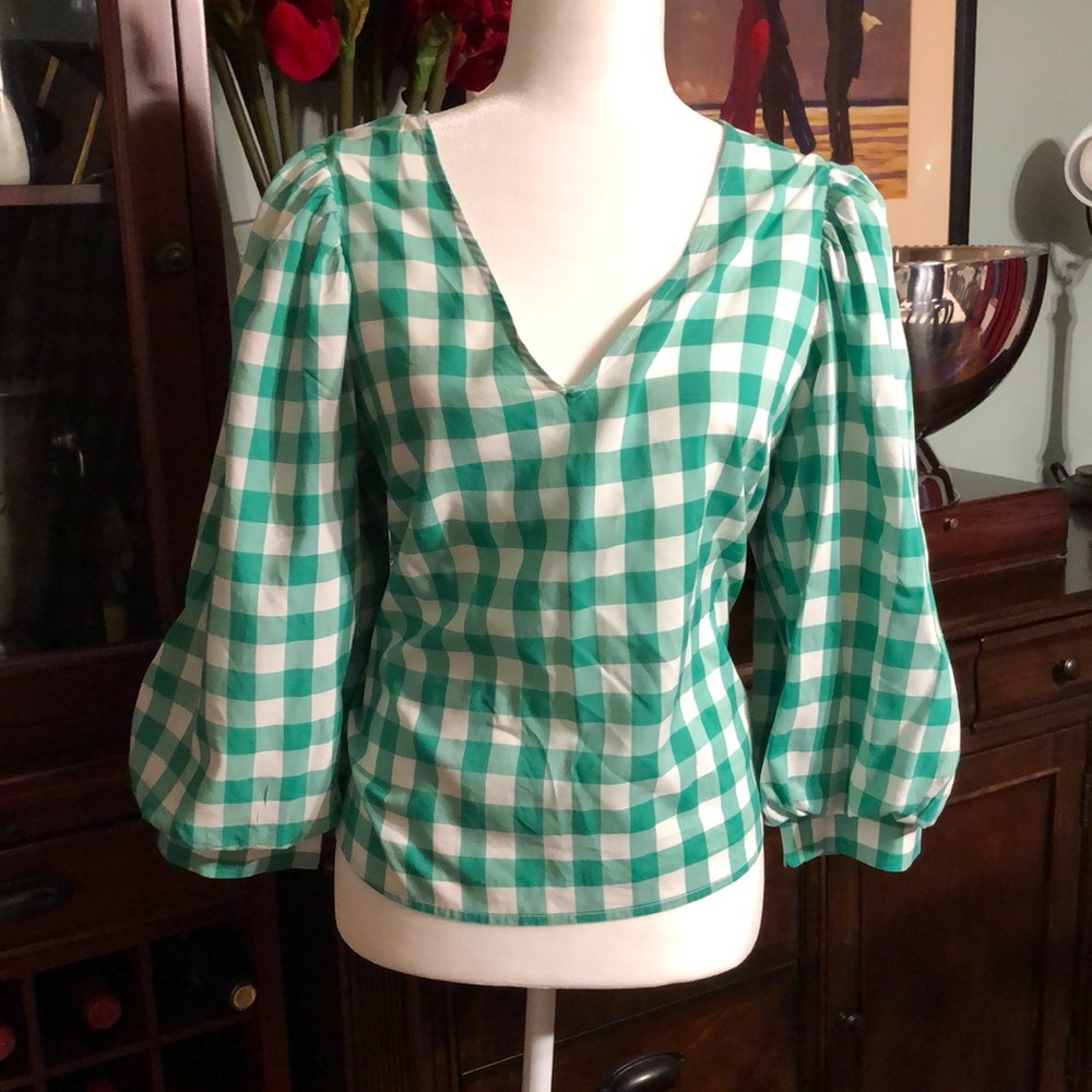Green Checkered Top Large